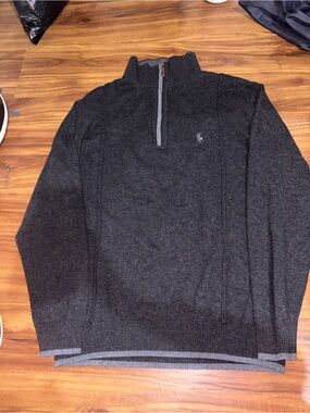 Men's Charcoal Quarter-Zip Sweater with Subtle Logo